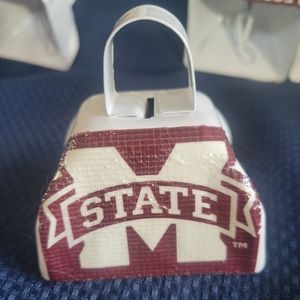 4 Handcrafted Mississippi State Bulldog cowbell white metal bell with logo